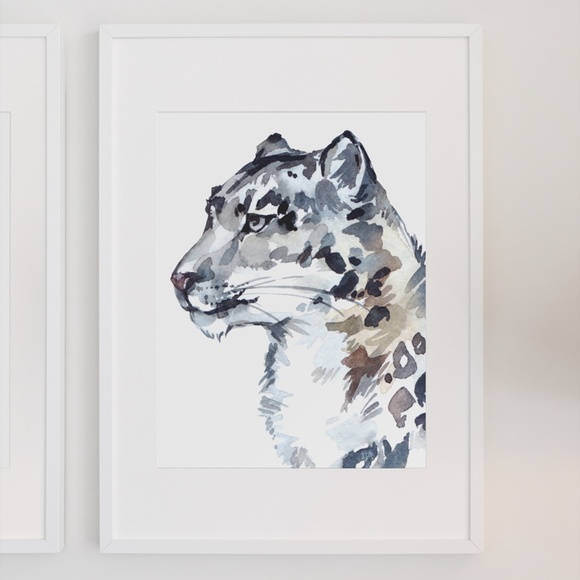 Watercolor Snow Leopard Wall Art Print Poster Unframed - Picture 3 of 8